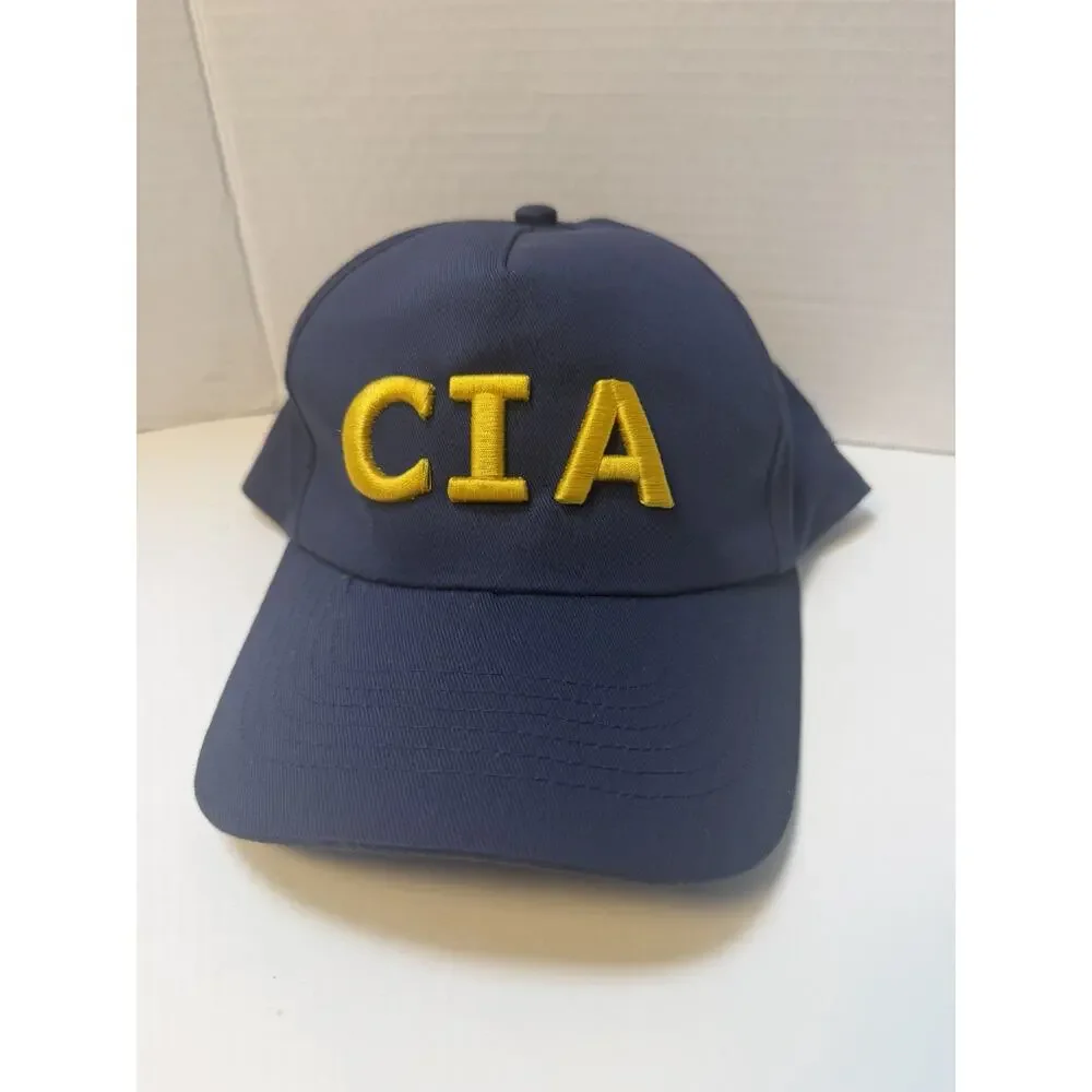 Mens Vintage Y2K Navy Blue Adjustable Strap CIA Novelty Baseball Cap